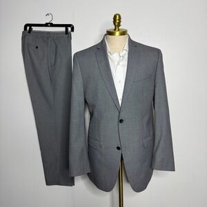 Marc New York Gray Two-Button Suit Mens Gray Solid Modern Fit‎ 42L 33W